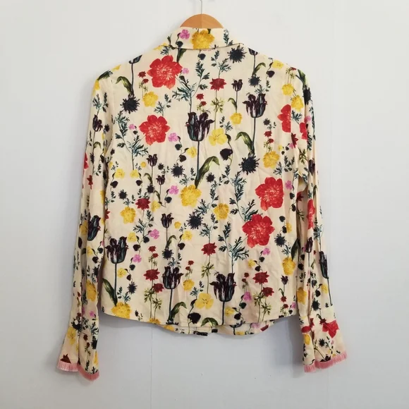 H&M Floral Fringe Button Down Blouse Size 6 - Picture 5 of 9